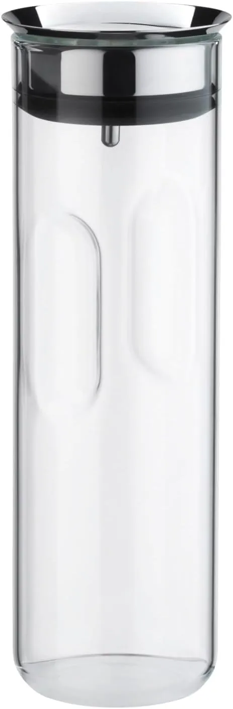 WMF Motion Water Carafe 1.25聽Litres Height 29聽cm Glass Carafe Closeup Silicone Lid Lock Handle Dishwasher Safe, 9.8聽cm, Silver