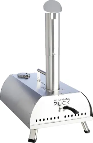 Wolfgang Puck Outdoor Pizza Oven, Durable Stainless Steel, Portable Pizza Oven, Compact Storage, Pellet Pizza Oven (Stainless)