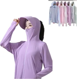 Woman Sun Protection Hoodie Jacket Lightweight UPE50  Sun Blocking Coat with Pocket Long Sleeve Shirt Hiking Outdoor