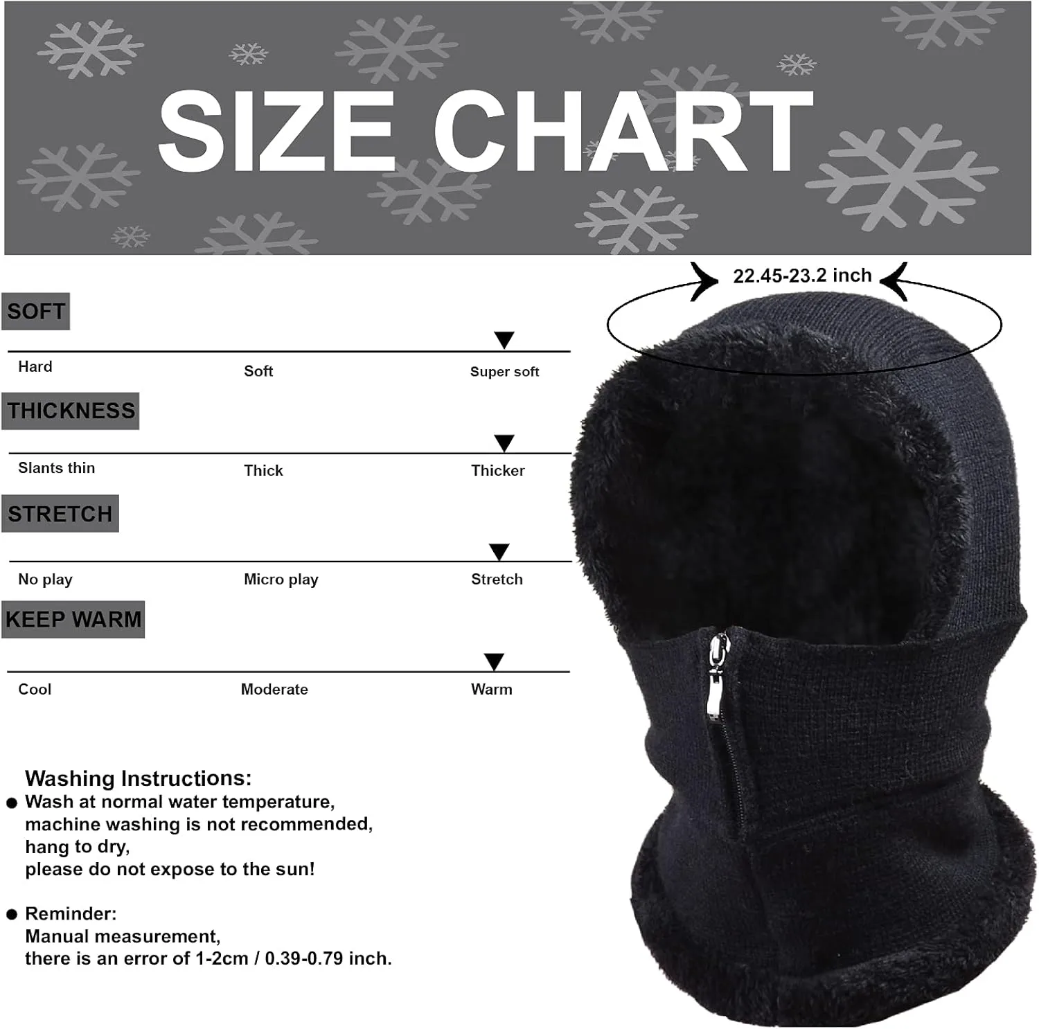 Women Balaclava Beanie Fleece Hood Cycling Ski Thermal Face Cover Hat Winter Warm Cap Scarf for Cold Weather
