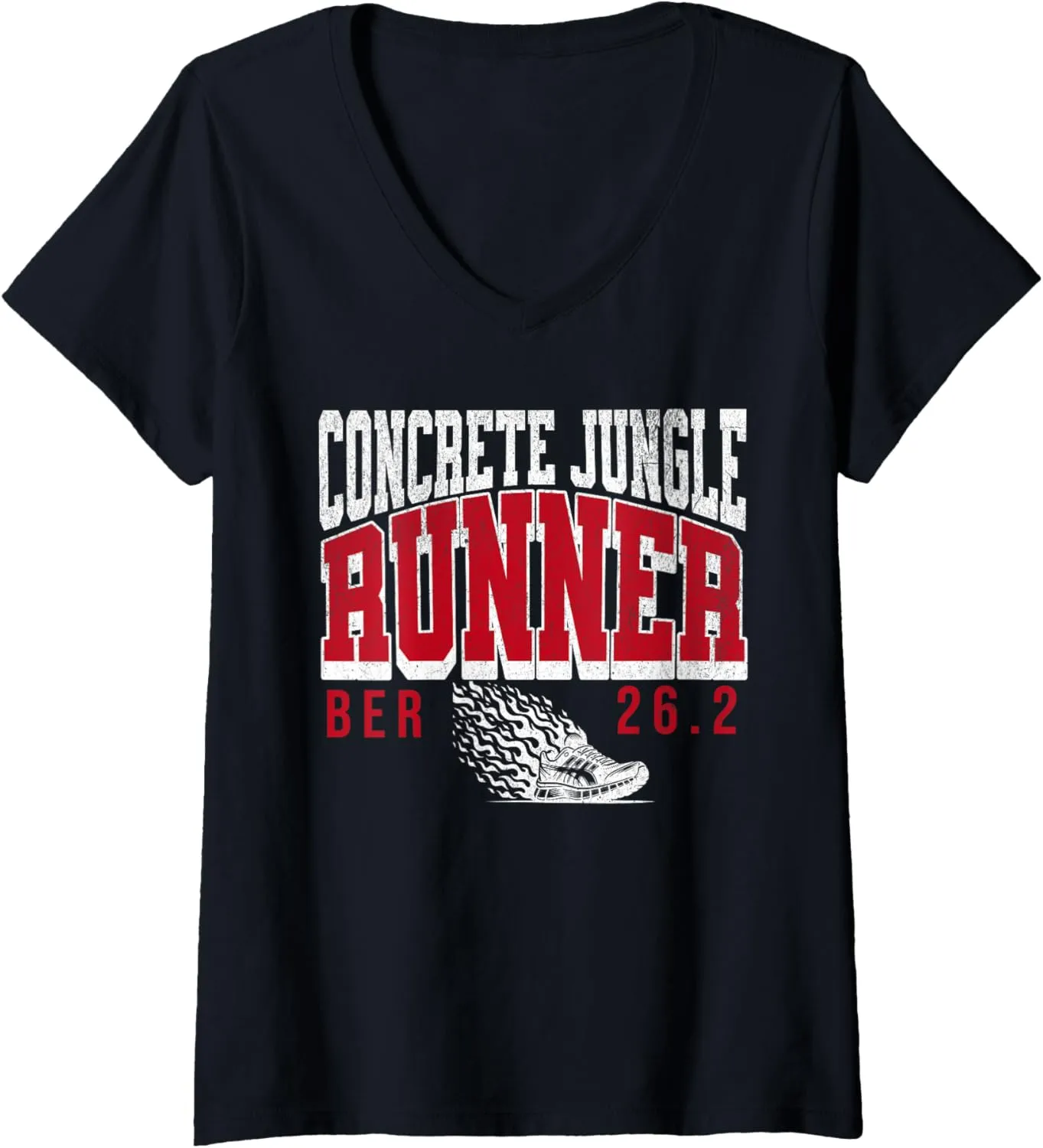 Womens Berlin concrete jungle Runner Marathon 26.2 miles club V-Neck T-Shirt