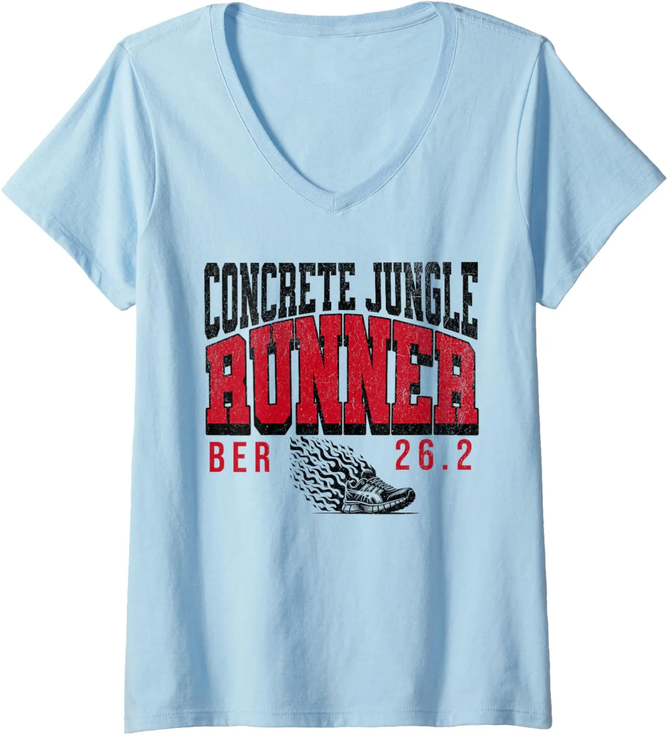Womens Berlin concrete jungle Runner Marathon 26.2 miles club V-Neck T-Shirt