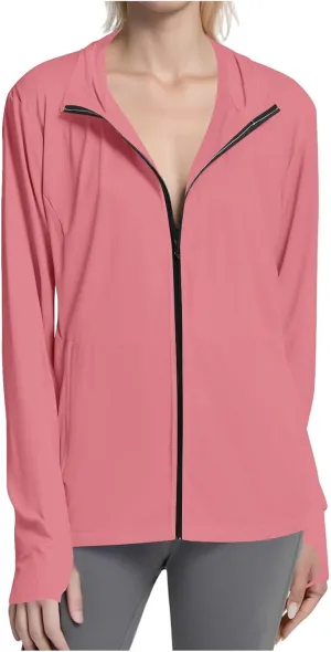 Women's UPF Sun Protection Jackets SPF Shirts UV Zip Up Hoodie Long Sleeve Summer Ice Silk Outdoor Clothes with Pockets