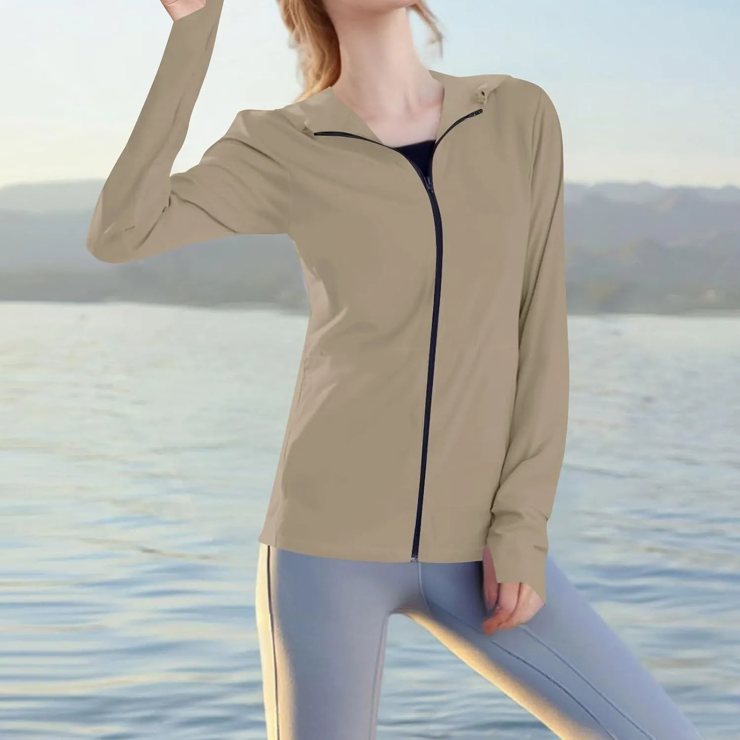 Women's UPF Sun Protection Jackets SPF Shirts UV Zip Up Hoodie Long Sleeve Summer Ice Silk Outdoor Clothes with Pockets