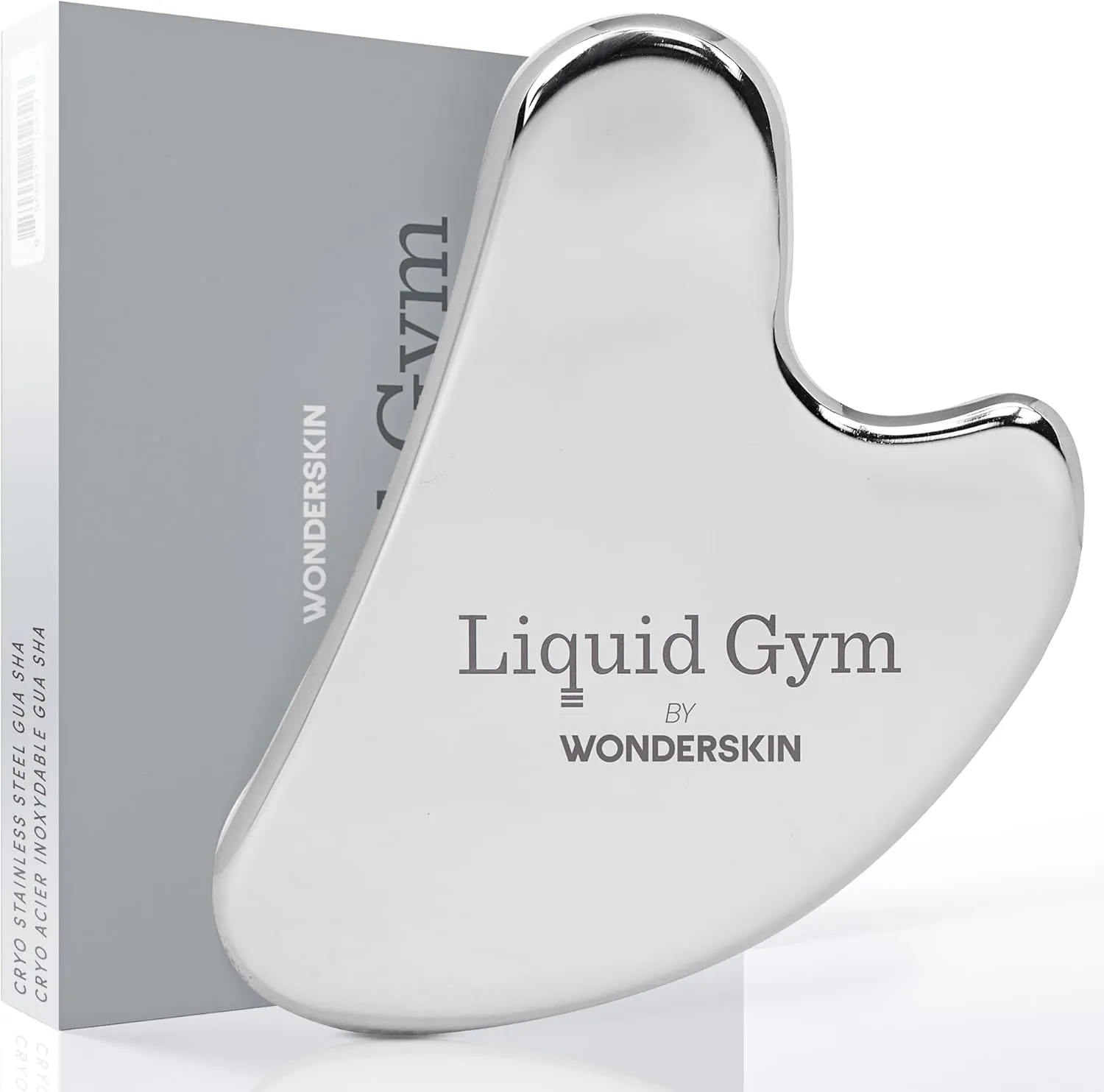 Wonderskin Liquid Gym Gua Sha Face Sculpting Tool, Facial Roller to Reduce Tension, Puffiness & Wrinkles, Skin Care Tool and Jawline Sculptor, Stainless Steel Facial Massager