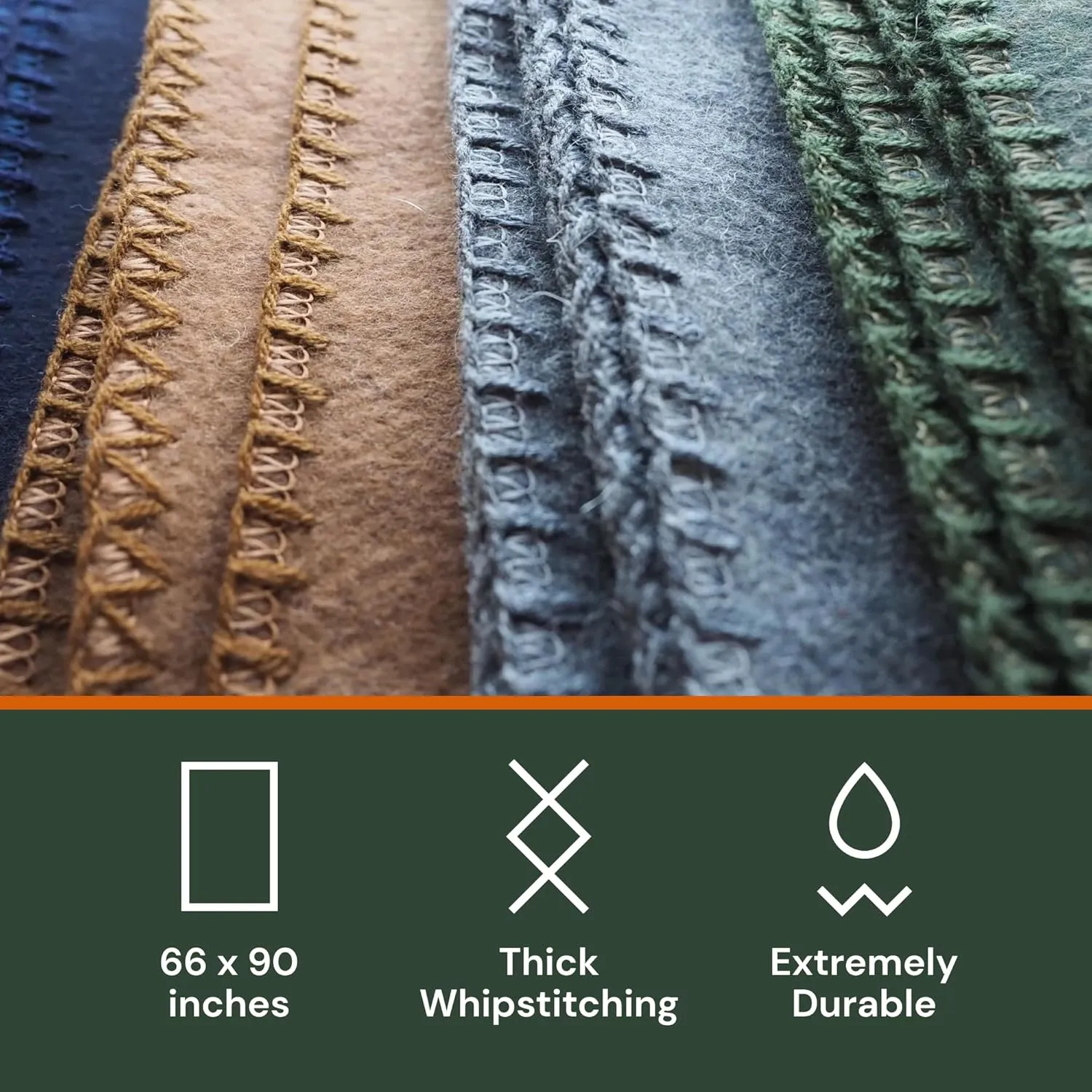 Woolly Mammoth Woolen Co. | Extra Large Merino Wool Camp Blanket, Perfect Outdoor Gear, Bedroll for Bushcraft, Camping, Trekking, Hiking, Survival, or Throw Blanket at The Cabin (Navy Blue), 66" x 90"