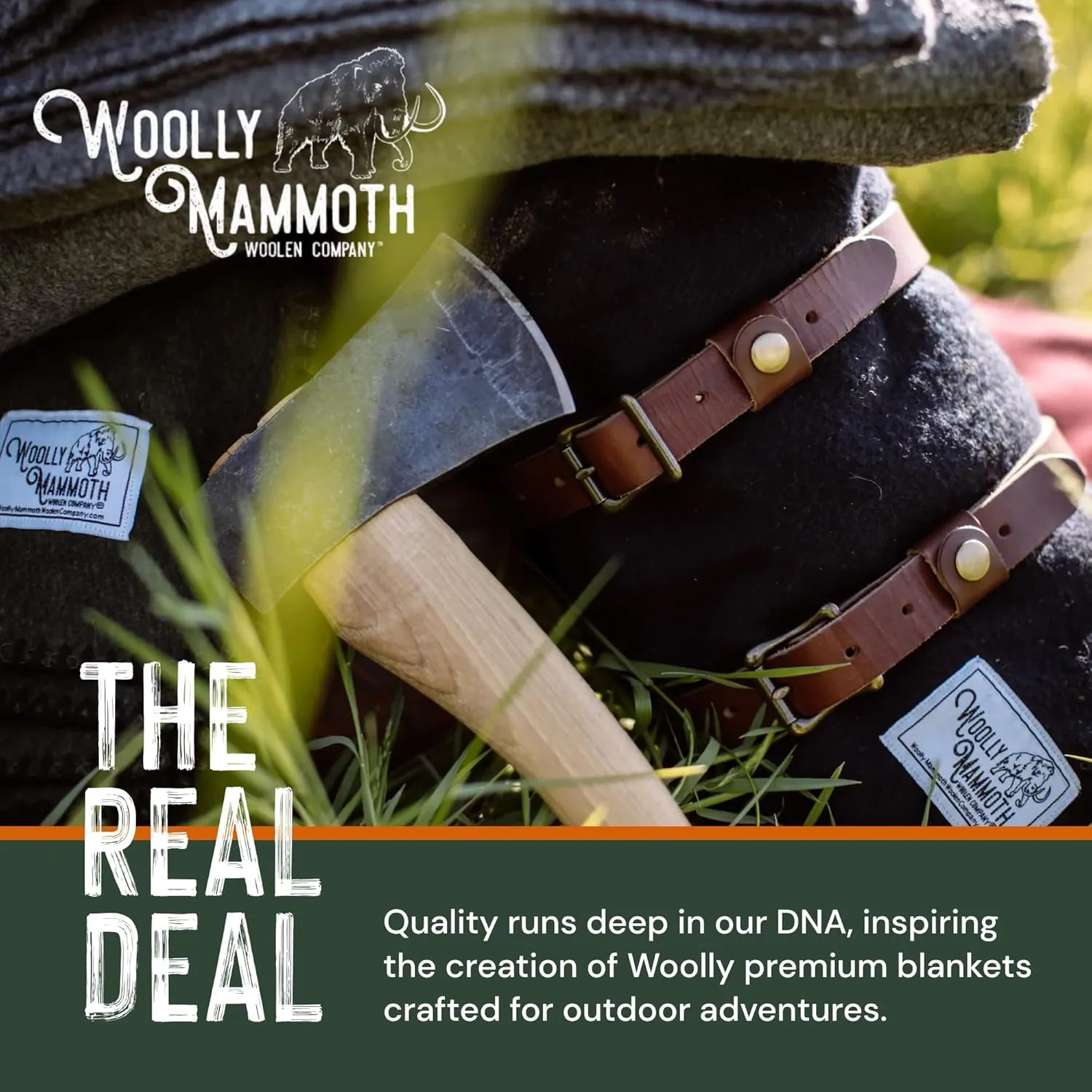 Woolly Mammoth Woolen Co. | Extra Large Merino Wool Camp Blanket, Perfect Outdoor Gear, Bedroll for Bushcraft, Camping, Trekking, Hiking, Survival, or Throw Blanket at The Cabin (Navy Blue), 66" x 90"