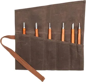 Wrench Roll with 6 Pockets,Waxed Canvas Tool Pouch,Tool Roll Up Bag for Chisels, Hammers, Fishing jigs, Carving Knife(Grey)