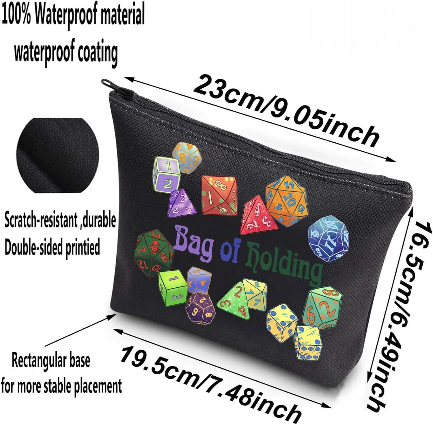 WZMPA Dungeon Dice Survival Kit Dungeon Master Gift Bag Of Holding Cosmetic Zipper Pouch Bag For D20 RPG Merchandise
