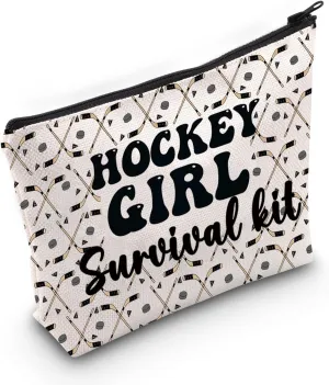 WZMPA Hockey Girl Survival Kit Hockey Lover Gift Hockey Player Makeup Pouch Bag Ice Hockey Sports Merchandise (Hockey Girl)