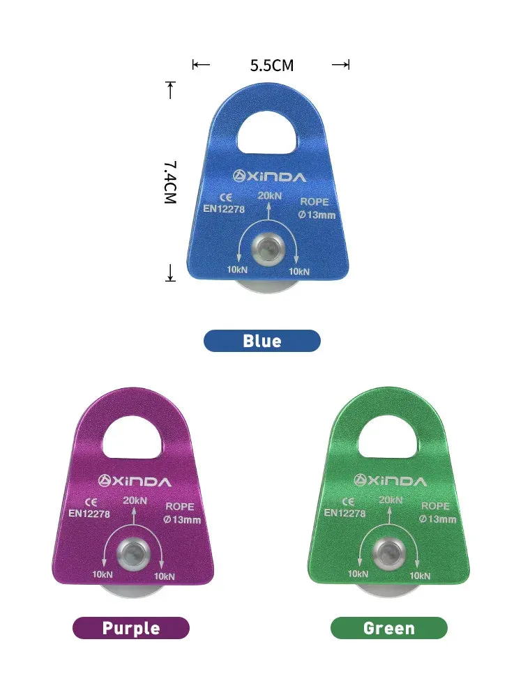 XINDA  Outdoor Pulley Fixed Sideplate Single Sheave Pulley Rock Climbing Survival Tool High Altitud Traverse Hauling Gear