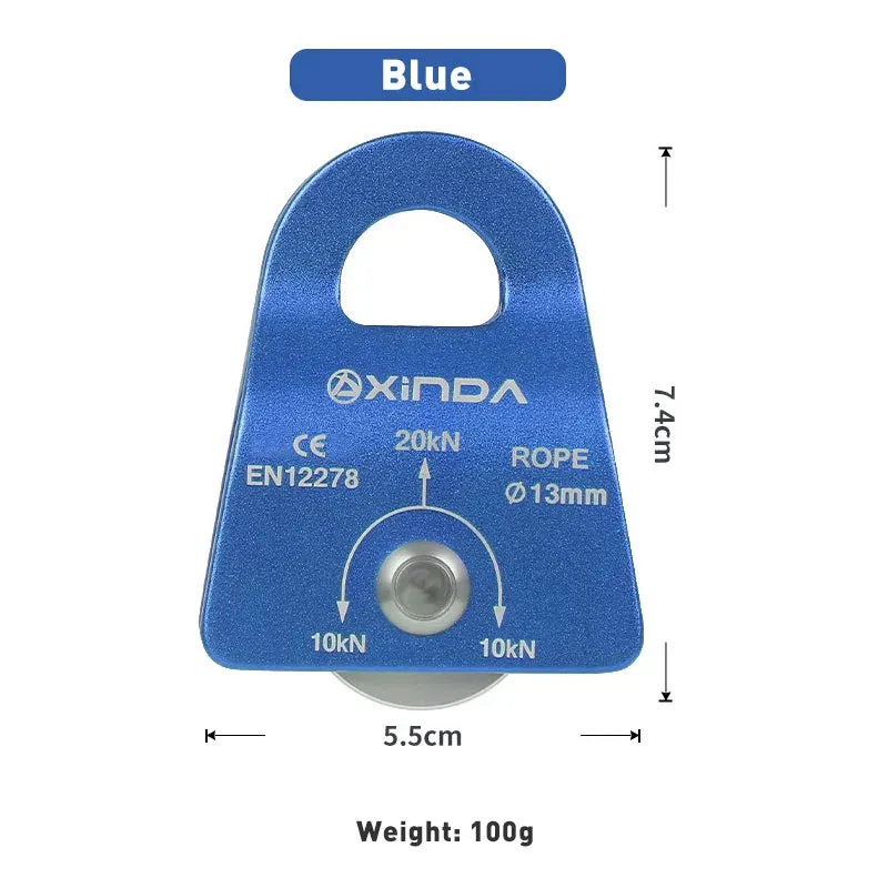XINDA  Outdoor Pulley Fixed Sideplate Single Sheave Pulley Rock Climbing Survival Tool High Altitud Traverse Hauling Gear