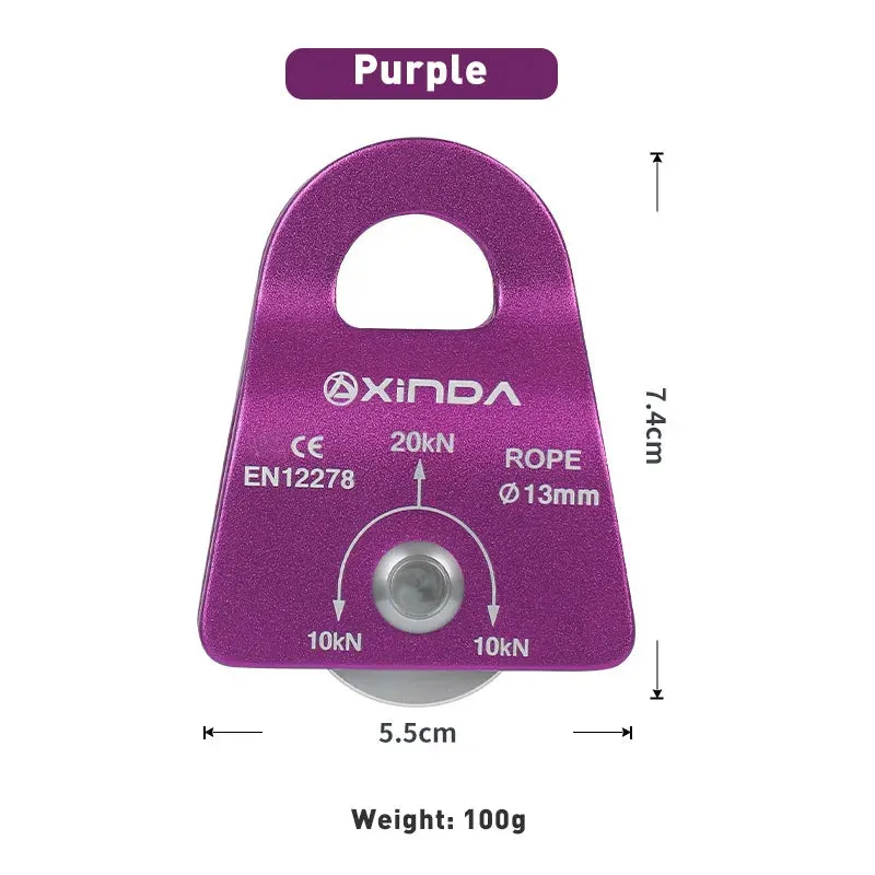 XINDA  Outdoor Pulley Fixed Sideplate Single Sheave Pulley Rock Climbing Survival Tool High Altitud Traverse Hauling Gear