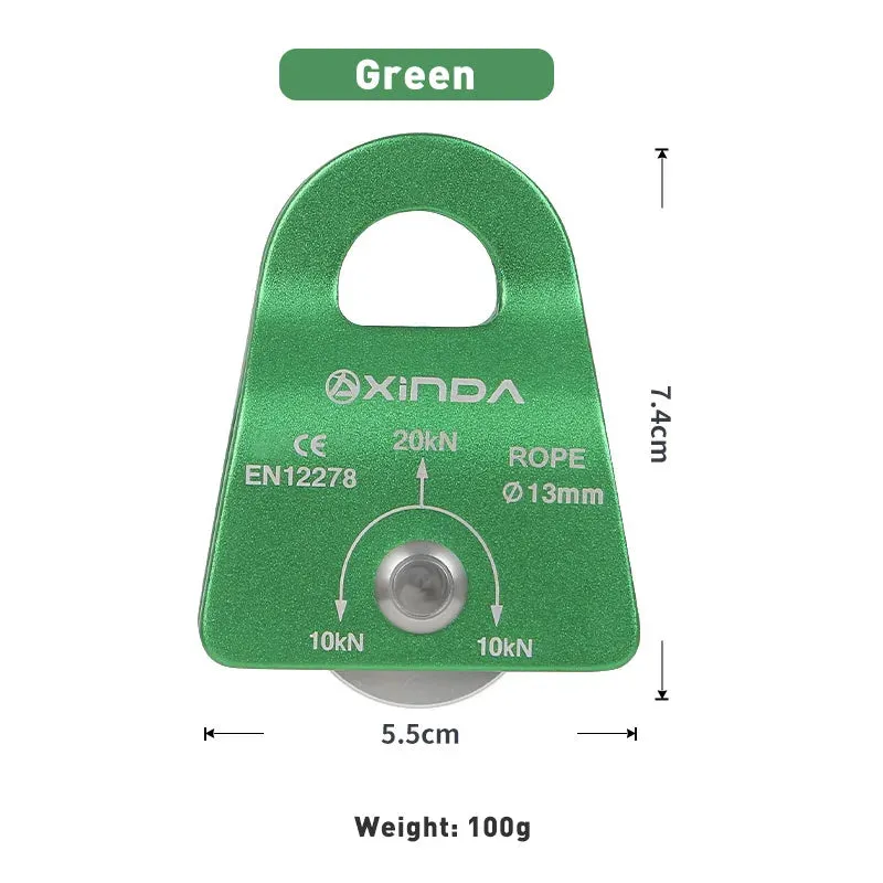 XINDA  Outdoor Pulley Fixed Sideplate Single Sheave Pulley Rock Climbing Survival Tool High Altitud Traverse Hauling Gear