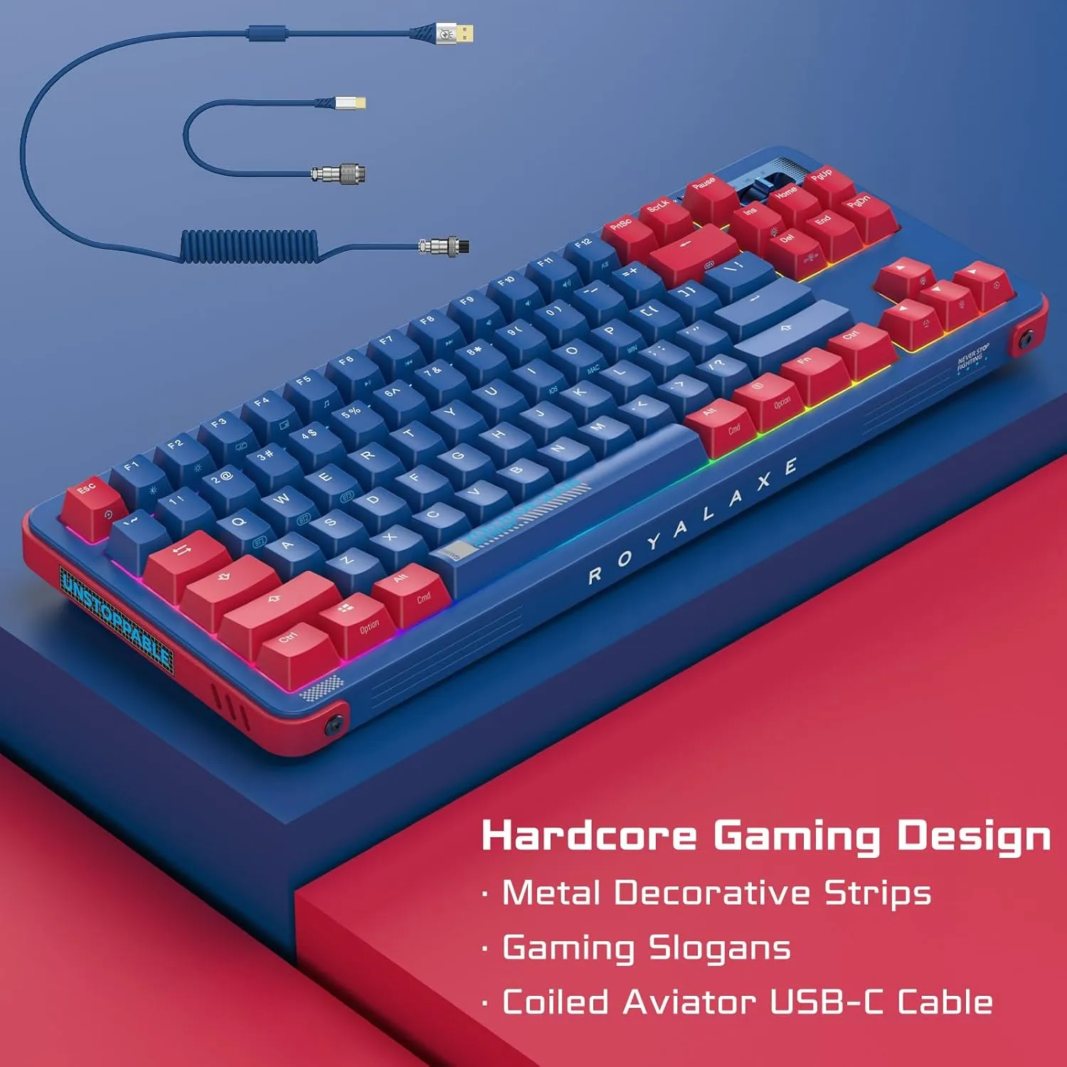Y87 TKL Wireless Mechanical Keyboard, Hot Swappable Wired/Bluetooth 5.0/2.4G Wireless Keyboard with RGB Light for Windows & Mac, PBT Keycap, Gateron G Pro 3.0 Yellow Switch, Nebula Blue
