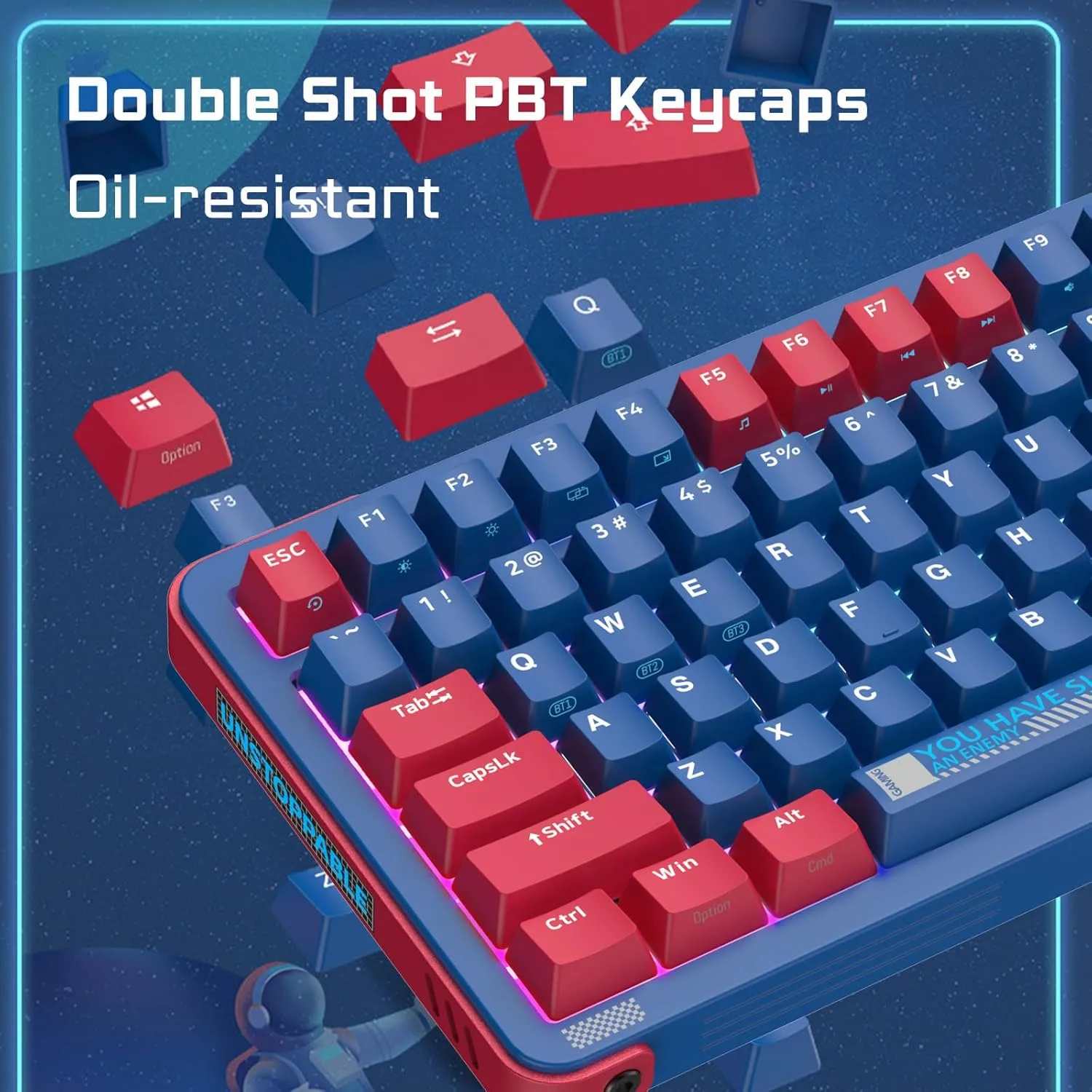 Y87 TKL Wireless Mechanical Keyboard, Hot Swappable Wired/Bluetooth 5.0/2.4G Wireless Keyboard with RGB Light for Windows & Mac, PBT Keycap, Gateron G Pro 3.0 Yellow Switch, Nebula Blue