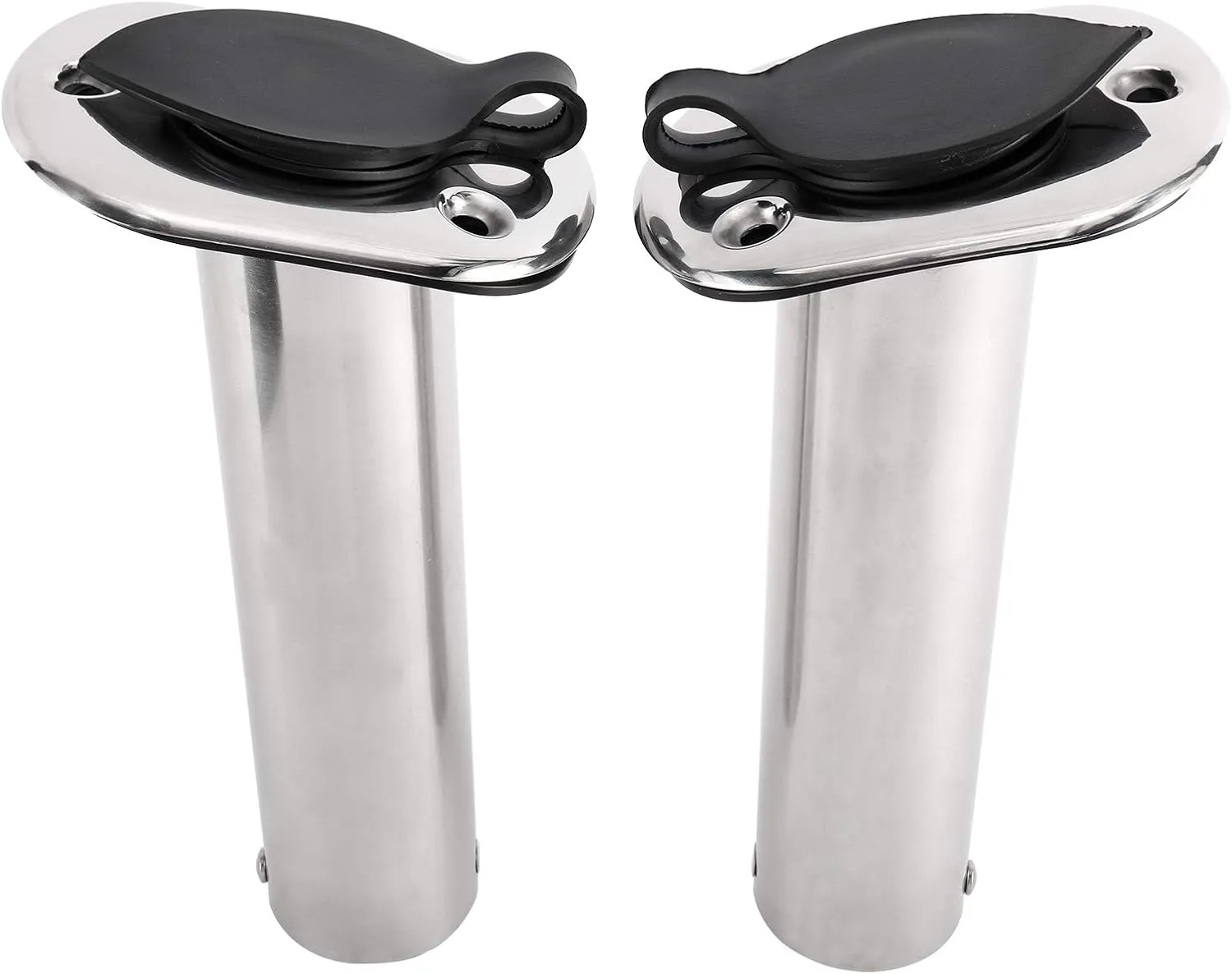 YaeMarine 2Pcs Stainless Steel 15 Degree 30 Degree 90 Degree Rod Holders with Rubber Cap, Liner, Gasket