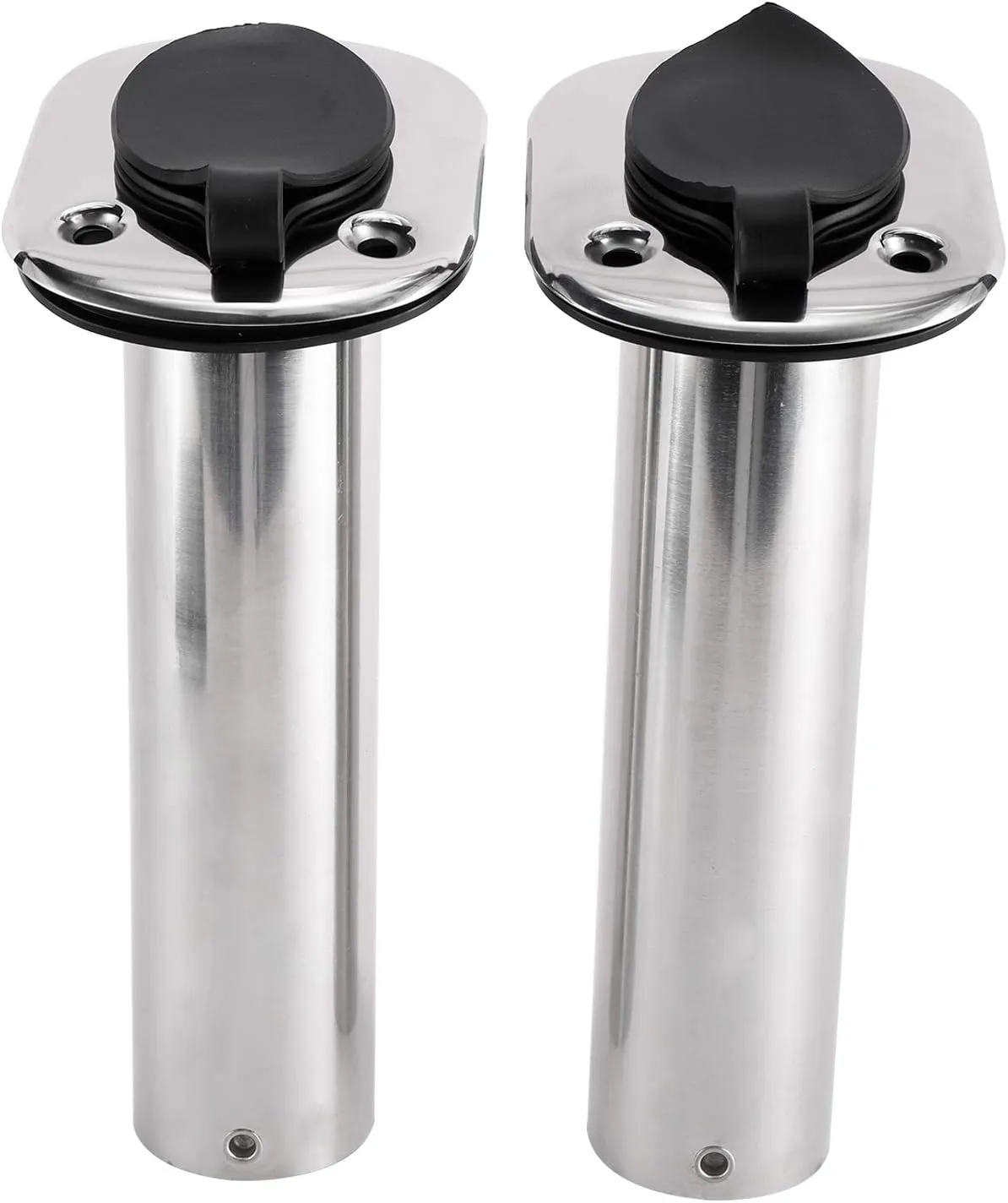 YaeMarine 2Pcs Stainless Steel 15 Degree 30 Degree 90 Degree Rod Holders with Rubber Cap, Liner, Gasket