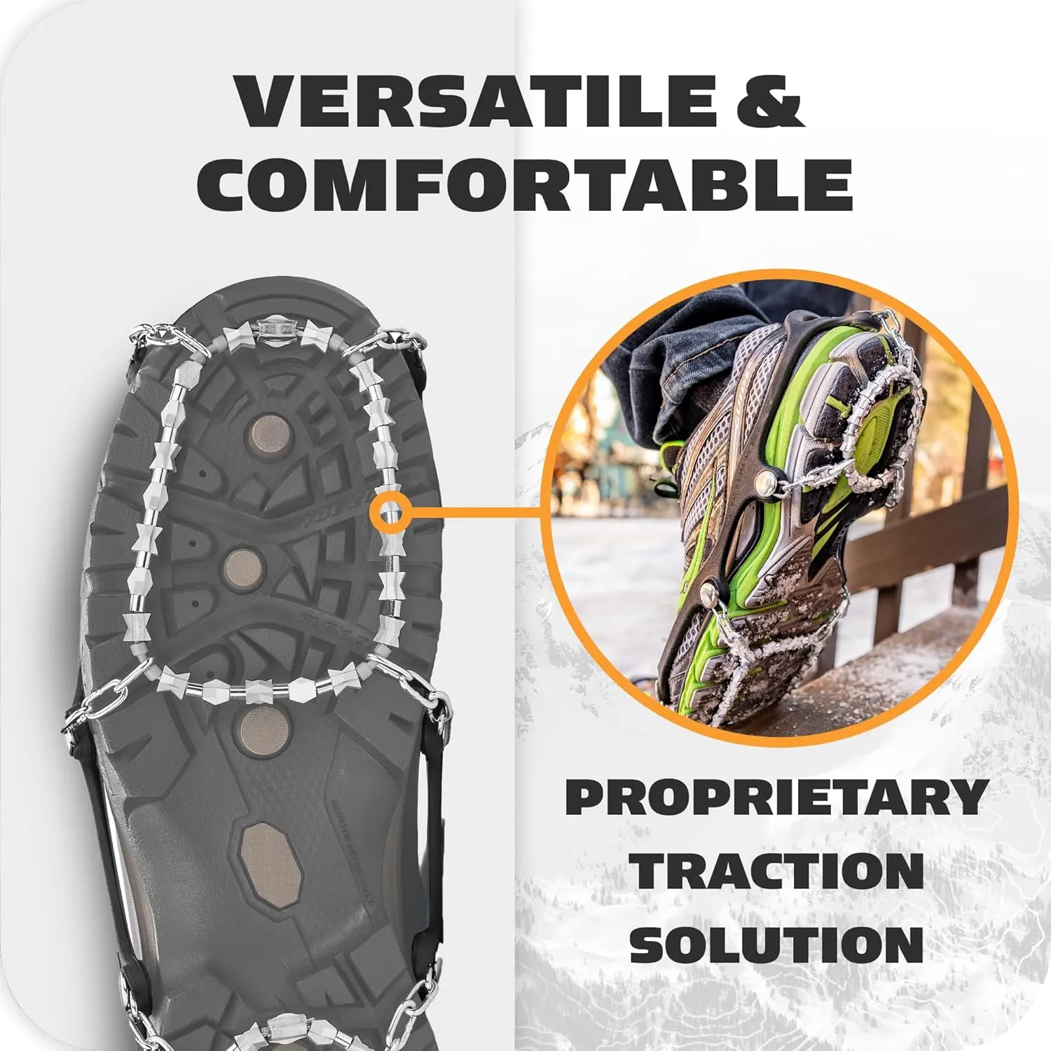 Yaktrax Diamond Grip - Full-Foot Traction on Ice, Snow, & Multi-Terrain Surfaces - Swiveling Diamond Bead Grip Points - Cold-Resistant Easy On/Off Elastic Upper Band