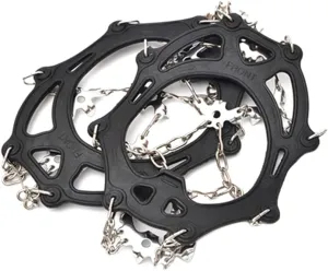 Yardwe 19-Tooth Mountaineering Crampons Anti-Skid Ice Snow Grips for Outdoor Shoes Black l Size Strong Traction Wear-Resistant