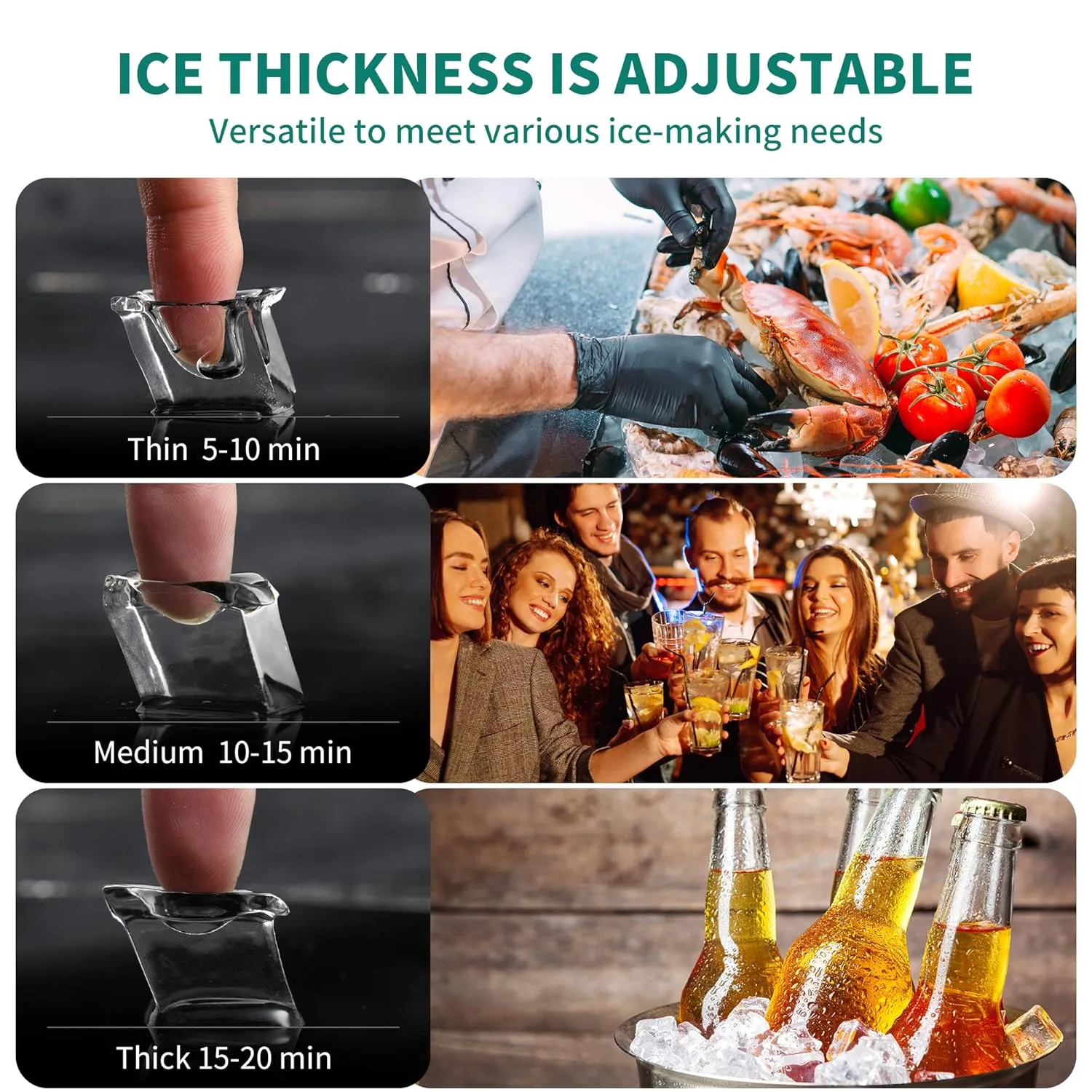 YITAHOME Black Commercial Under Counter Ice Maker Machine 130lbs, ETL & DOE Certificated Ice Machine Commercial, Big Ice Makers Freestanding for Home Cafe Bar Restaurant 44pcs with 33lbs Storage Bin