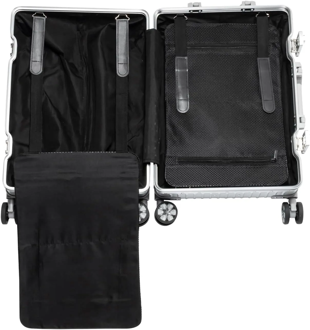 YYW Full Aluminum Large Suitcase, 100% All Aluminum Alloy Hard Shell Luggage, 24 Inch Large Suitcase with TSA Locks (Silver, Checked-In 24-Inch)