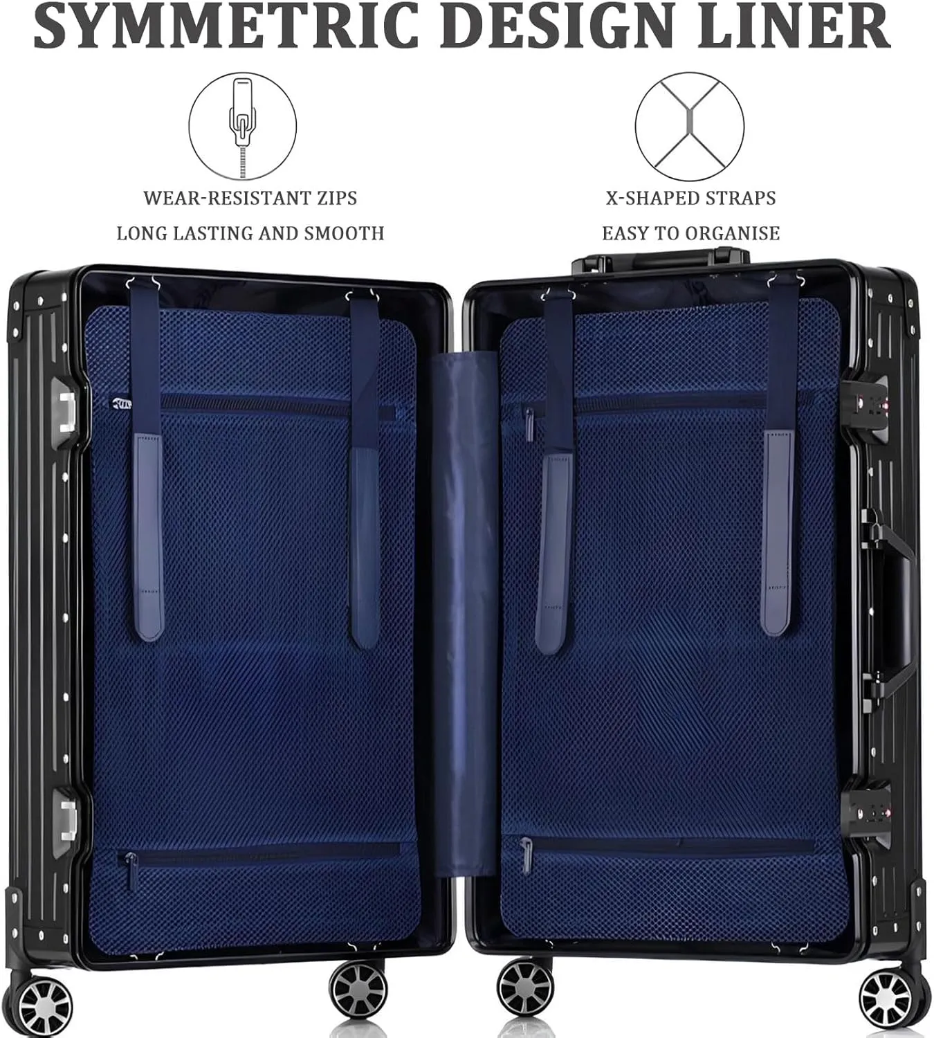 YYW Full Aluminum Large Suitcase, 100% All Aluminum Alloy Hard Shell Luggage, 24 Inch Large Suitcase with TSA Locks (Silver, Checked-In 24-Inch)
