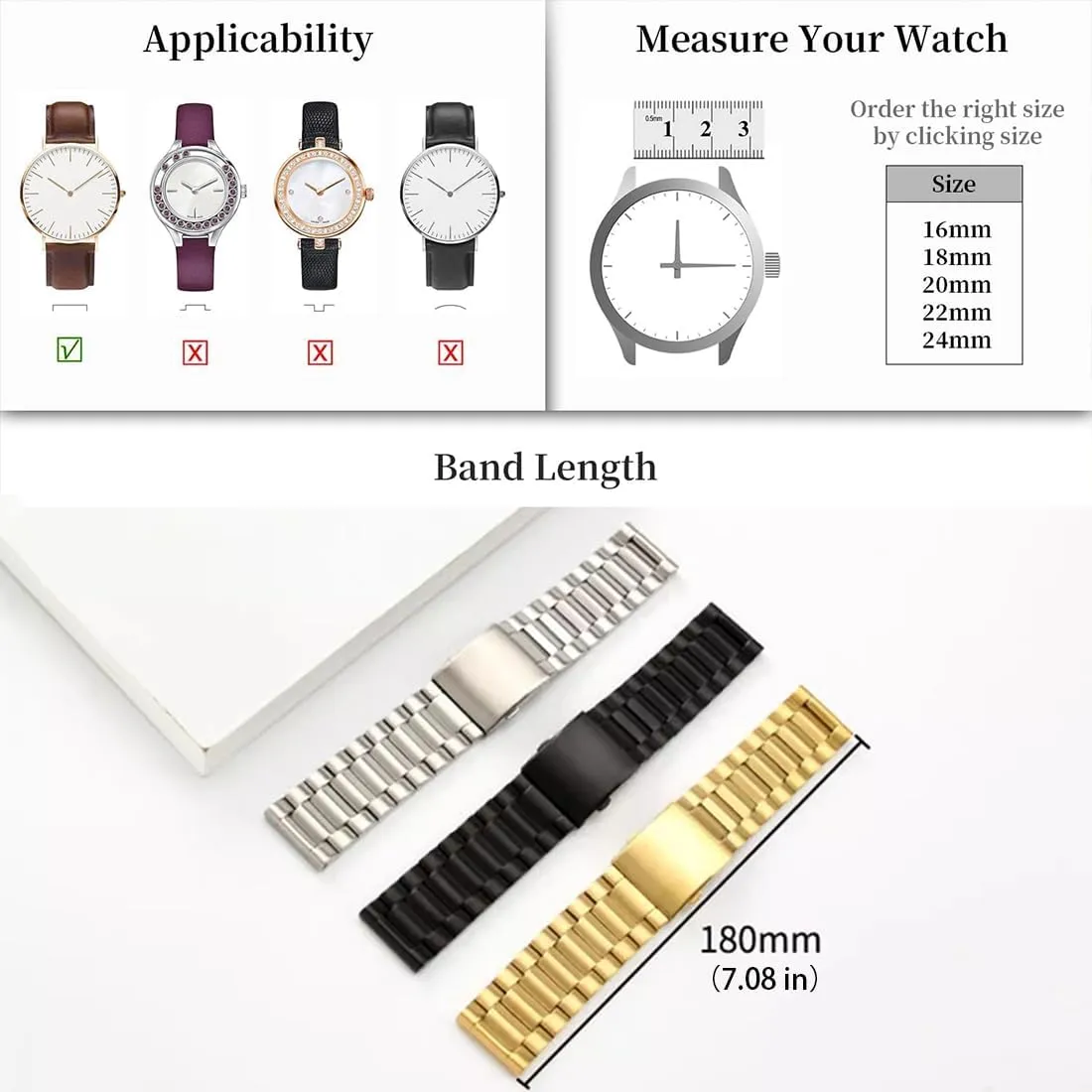 ZHUOLEI Diesel Watch Band Replacement Stainless Steel Watch Bands 22mm-28mm with Double-Lock Metal Replacement Watch Straps