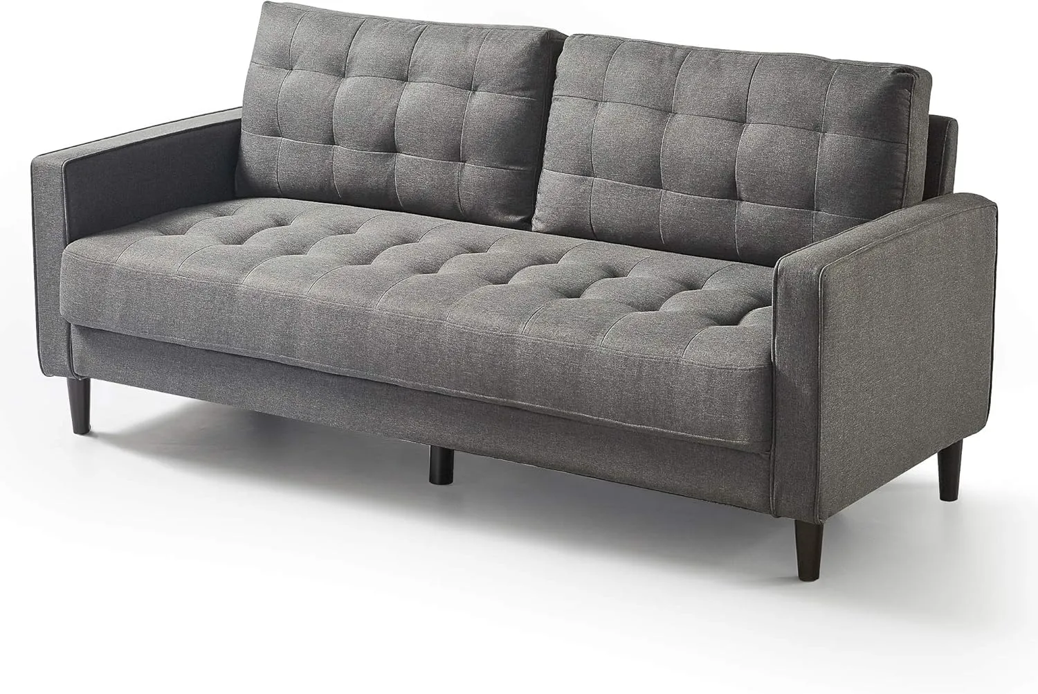 ZINUS Benton Sofa Couch, Grid Tufted Cushions, Easy, Tool-Free Assembly, Dark Grey