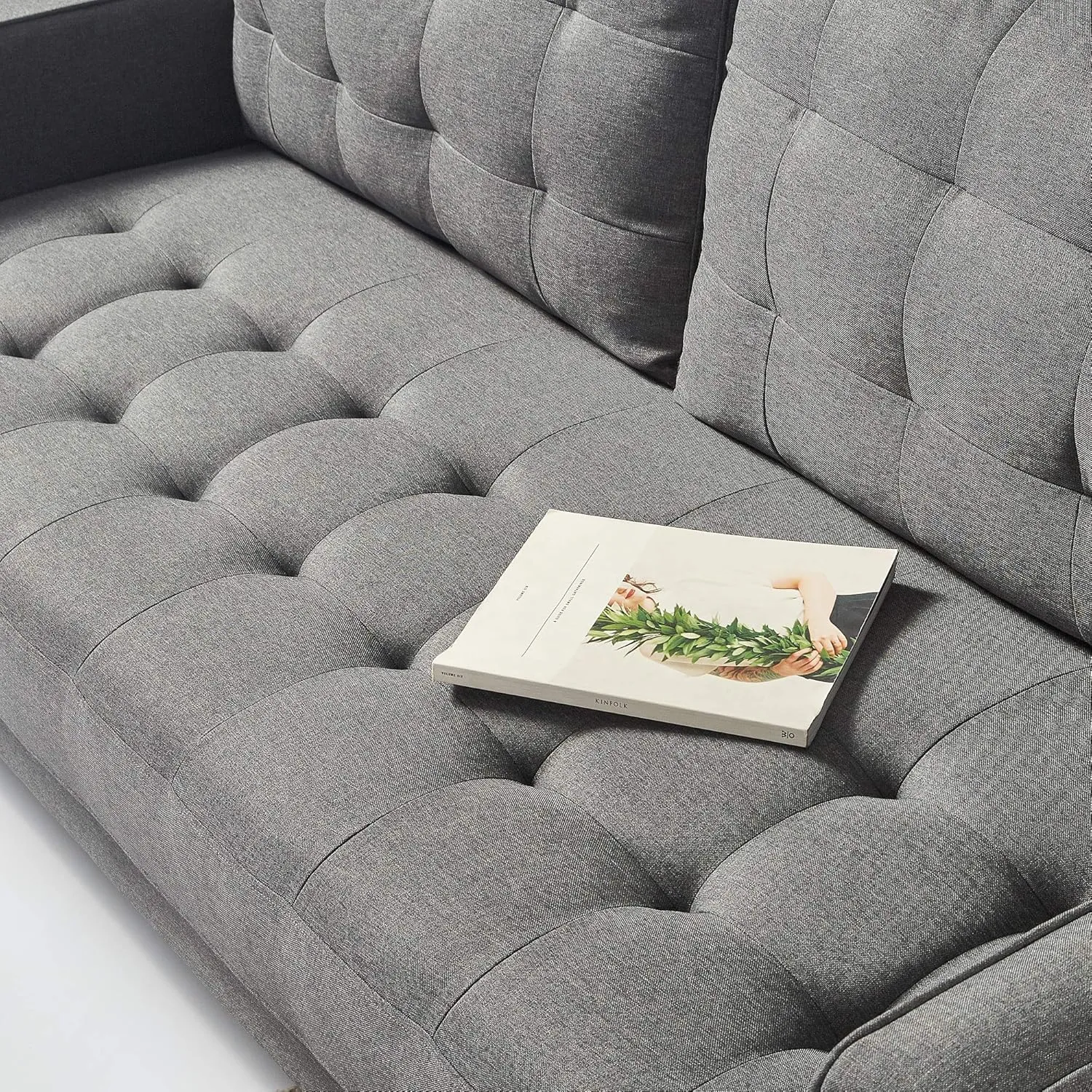 ZINUS Benton Sofa Couch, Grid Tufted Cushions, Easy, Tool-Free Assembly, Dark Grey