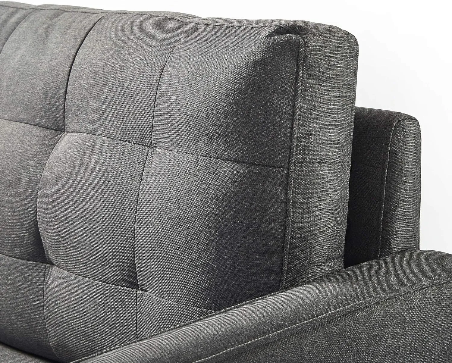 ZINUS Benton Sofa Couch, Grid Tufted Cushions, Easy, Tool-Free Assembly, Dark Grey