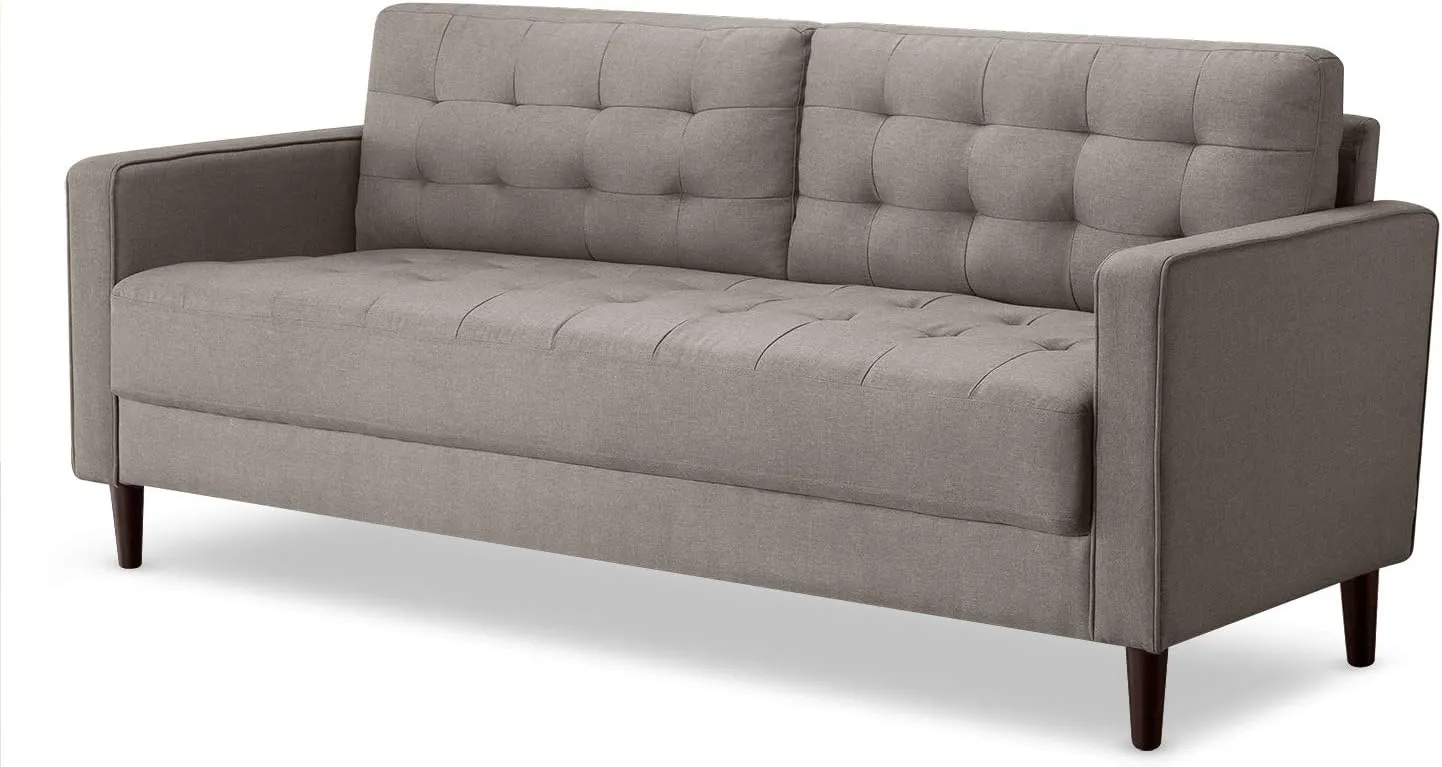 ZINUS Benton Sofa Couch, Grid Tufted Cushions, Easy, Tool-Free Assembly, Stone Grey