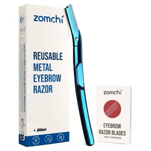 ZOMCHI Blue Dermaplaning Razor and 10pcs Wide Blade Refills