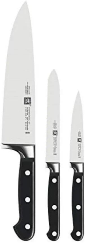 ZWILLING Professional S 3-Piece Razor-Sharp German Starter Knife Set, Made in Company-Owned German Factory with Special Formula Steel perfected for almost 300 Years, Dishwasher Safe,Black