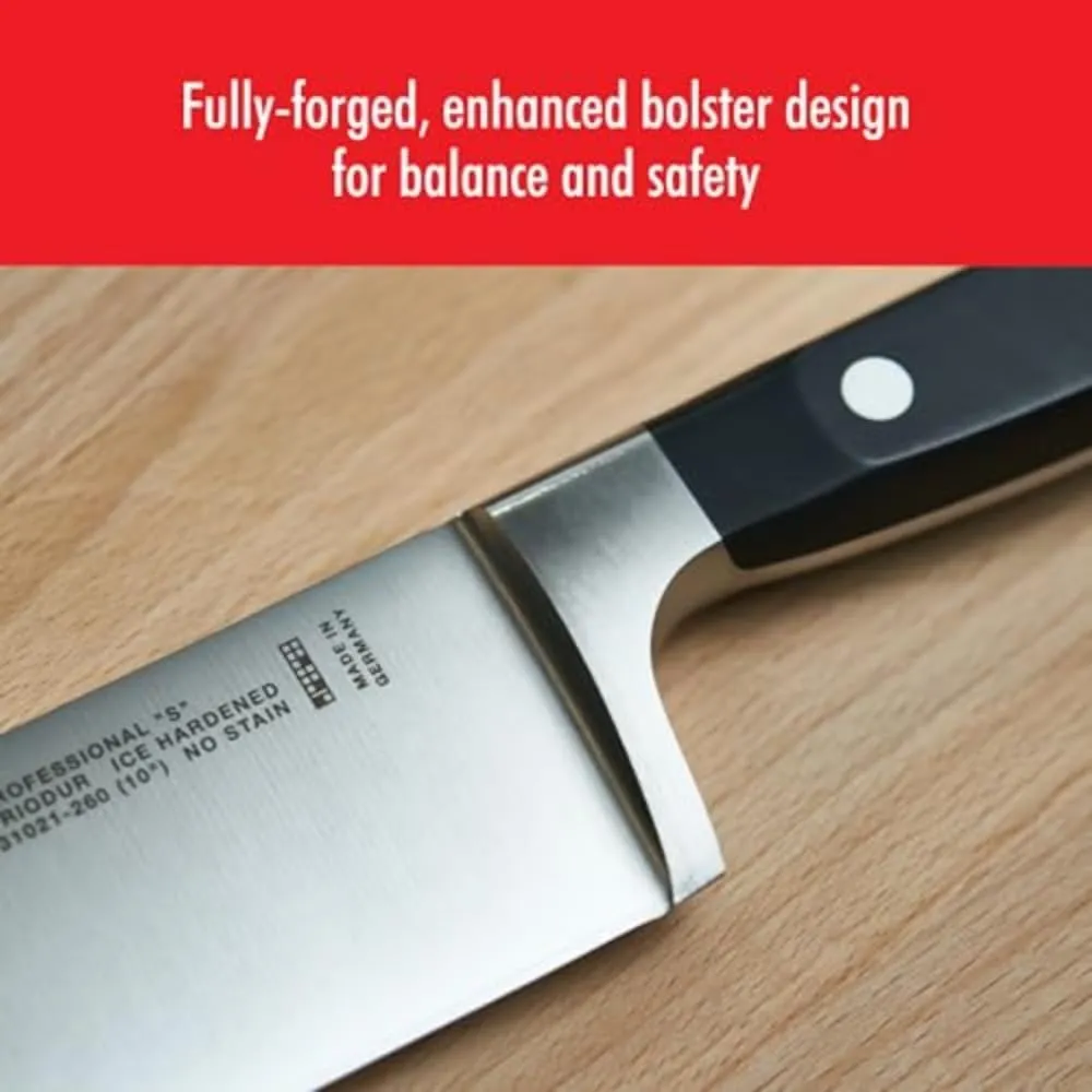 ZWILLING Professional S 3-Piece Razor-Sharp German Starter Knife Set, Made in Company-Owned German Factory with Special Formula Steel perfected for almost 300 Years, Dishwasher Safe,Black