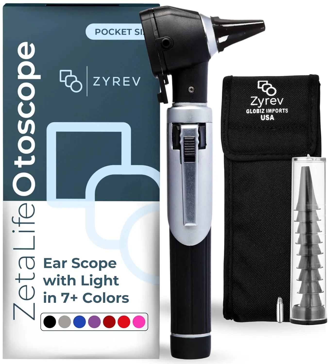 Zyrev ZetaLife Otoscope - Ear Scope with Light, Ear Infection Detector, Pocket Size (Black Color)