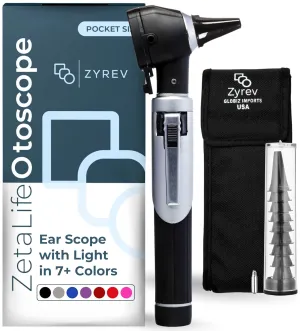 Zyrev ZetaLife Otoscope - Ear Scope with Light, Ear Infection Detector, Pocket Size (Black Color)
